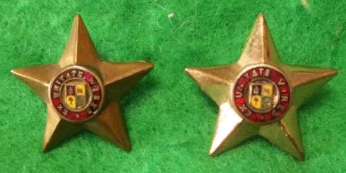 SADF - 2 X BRASS STAR PIPS. PINS INTACT