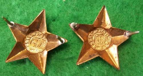 SADF - 2 X BRASS STAR PIPS. PINS INTACT