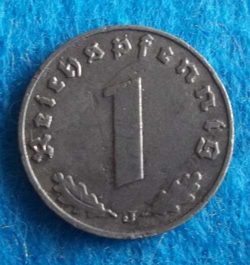 GERMANY THIRD REICH 1 PFENNIG ZINC COIN 1942 (  J ) - CIRCULATED