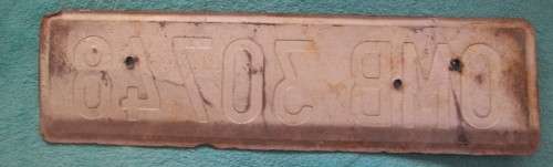 VINTAGE METAL CAR REGISTRATION NUMBER PLATE (BOTHAVILLE ?)