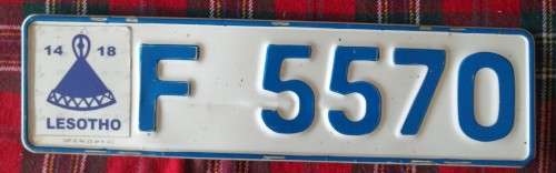 LESOTHO - VEHICLE REGISTRATION NUMBER PLATE METAL