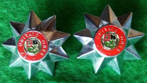 SADF - 9 POINTED STAR MAJOR RANK PIPS PAIR (INTERIM UNIFORM) - PINS INTACT