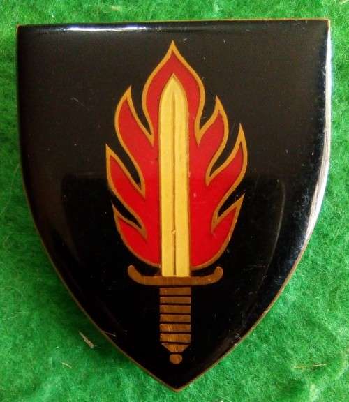 SADF - DANIE THERON COMBAT SCHOOL METAL SHOULDER FLASH  - PINS INTACT