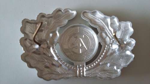 EAST GERMAN ARMY CAP COCADE - ALUMINUM - PINS INTACT