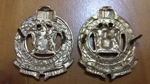 SA RAILWAY POLICE GILDING COLLAR PAIR - PINS INTACT