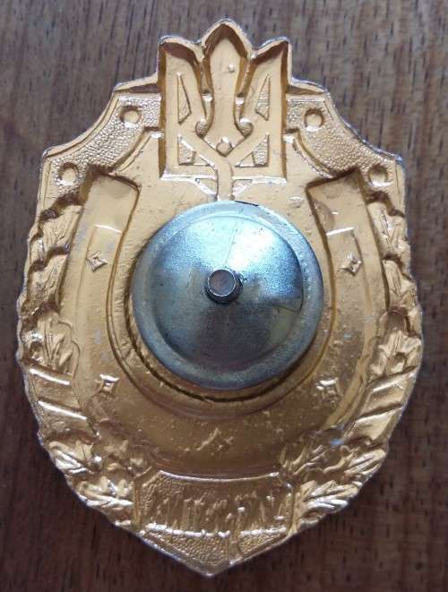 UKRAINE - 1990'S MECHANISED INFANTRY BREAST BADGE  -SCREW PIN INTACT