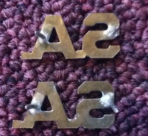SADF - SA COLLAR TITLE PAIR - PINS INTACT