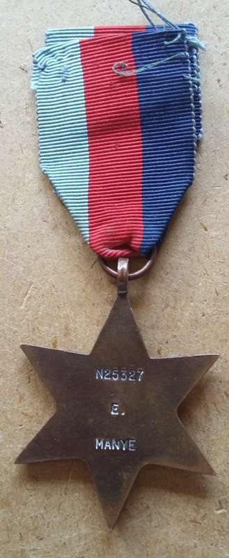 WW2 1939 / 45 STAR - FULL SIZE - N25327 E. MANYE