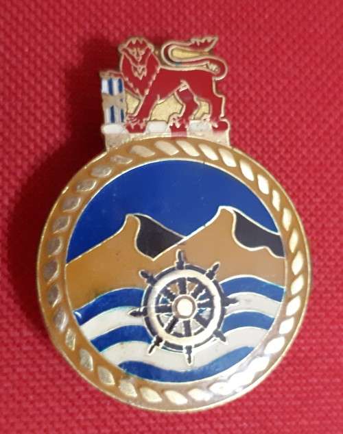 SA NAVY  - SHIPS CREST BADGE 45 X 35 MM -  PINS INTACT