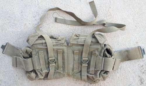 SADF - 70'S PATTERN GREEN CANVAS KIDNEY POUCH - ALL CLIPS, BUCKLES AND STRAPS INTACT