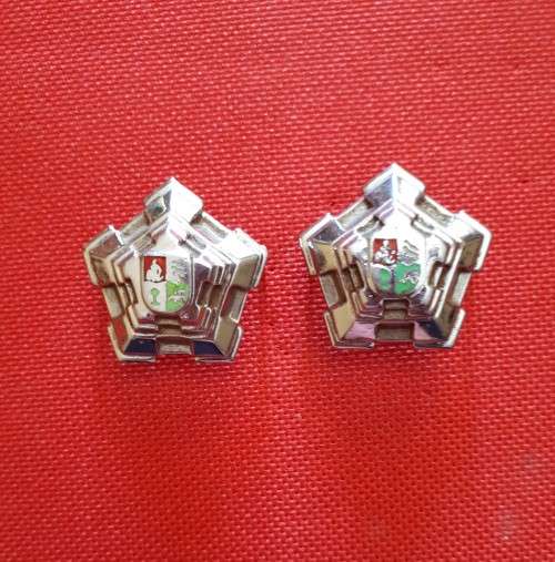 SADF - CHROME CASTLE RANK PIPS PAIR - PINS INTACT (FULL SIZE)
