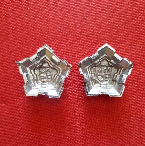 SADF - CHROME CASTLE RANK PIPS PAIR - PINS INTACT (FULL SIZE)