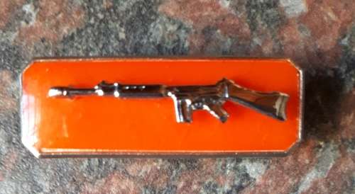 SADF - SILVER MARKSMAN BADGE ` SKIETBALKIE` (FULL SIZE) PINS INTACT