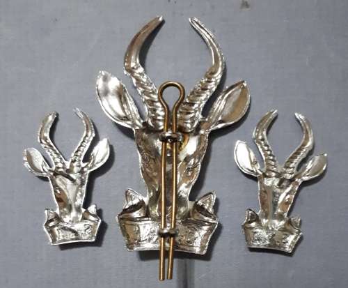 SADF - INFANTRY CAP / COLLAR BADGES SET - PINS / LUGS INTACT