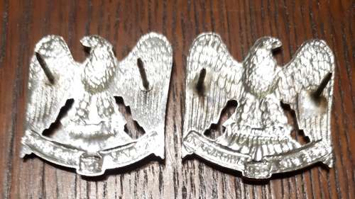 SADF - REGT LOUW WEPENER COLLAR BADGE PAIR - PINS INTACT