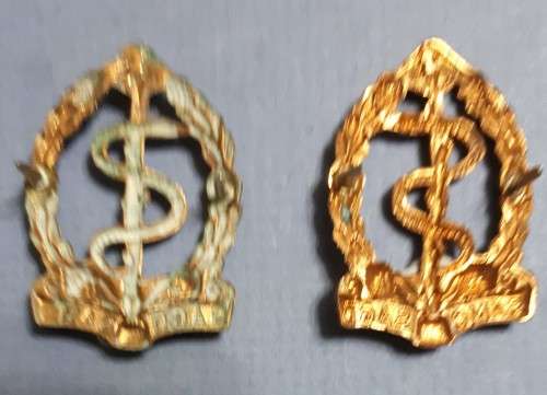 SADF -- MEDICAL CORPS COLLAR BADGES PAIR - PINS INTACT