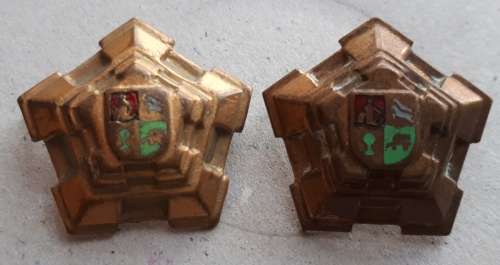 SADF - MEDICAL CORPS MAJOR RANK PIPS PAIR - FULL SIZE -- ONE PIN SLIGHTLY SHORTER