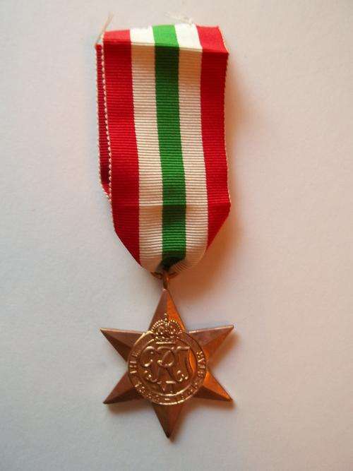 Italy Star issued to 185814 E.P. RIDDELL