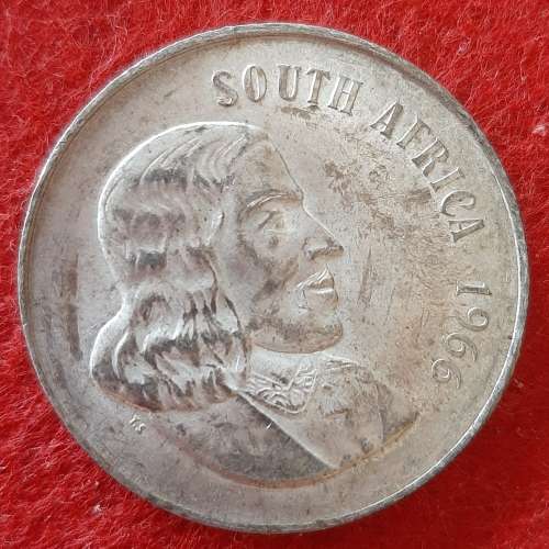 SOUTH AFRICA 1966 (ENGLISH) SILVER R1 COIN