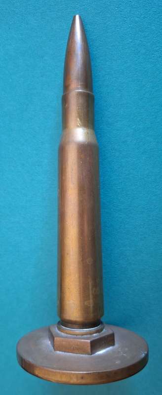 BORDER WAR ERA 12.7 MM (.50) SHELL ON BRASS BASE - TOTALLY INERT / FFE