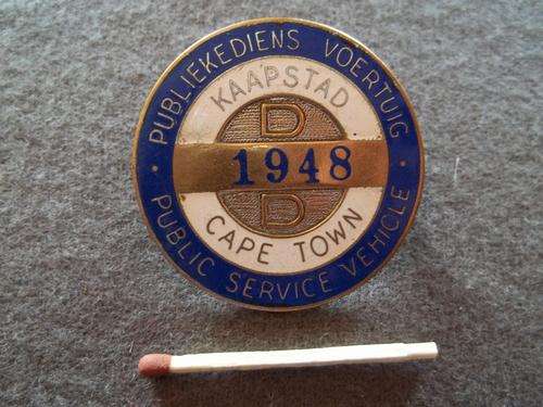`CapeTown Public Service Vehicle 1948 badge