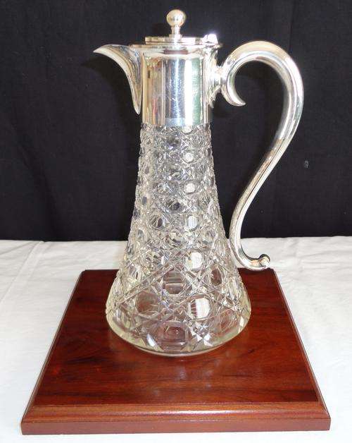 Hobnail Cut Crystal and E.P.N.S Claret Jug