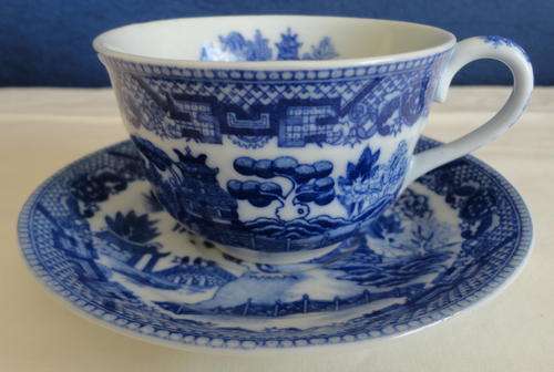 Occupied Japan Willow Pattern Tea Cup And Saucer