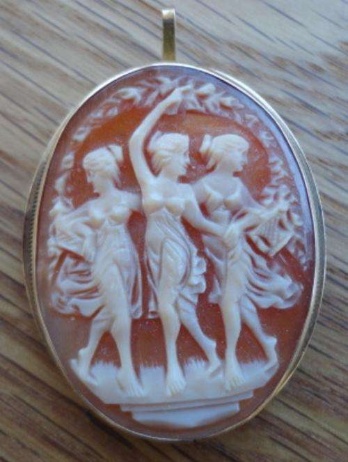 14K Gold Mounted Cameo Broach Or Pendant