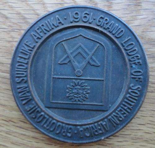 Masonic bronze Medallion Grand Lodge Of Southern Africa 1961