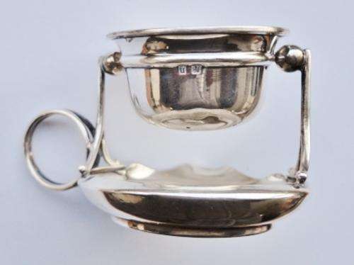 Hallmarked Silver Tea Strainer On Stand Birmingham 1912