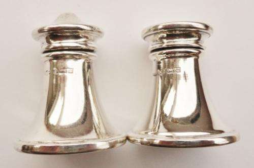 Hallmarked Silver Small Salt And Pepper Pots Birmingham 1952