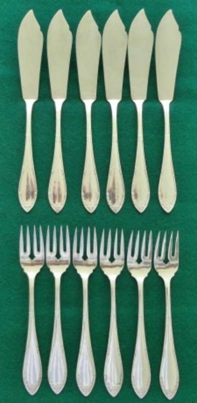 German 800 Silver 6 Place Fish Service By Robbe And Berking