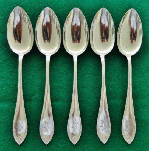 German 800 Silver Set Of 5 Soup Spoons By Robbe And Berking