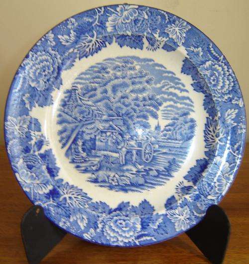 Woods Blue and White "English Scenery" Fish Plate C/ 1917+