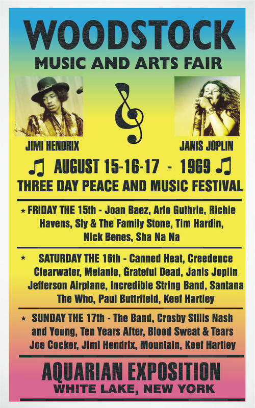 woodstock hippie seventies poster