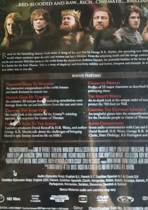 DVD Lot 1 - Game of Thrones Season 1 to 8