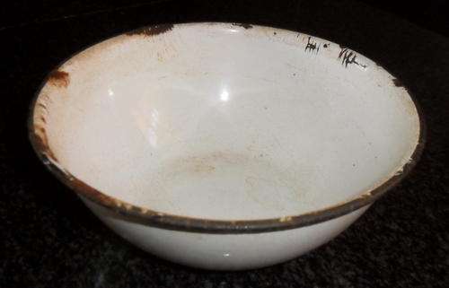 Old Enamel Bowl - Well used.