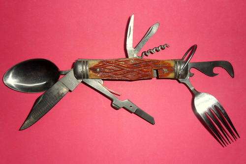 Vintage Curzon Multi-Functional Large Pocket Knife - Stag Horn Handle WOW!!!