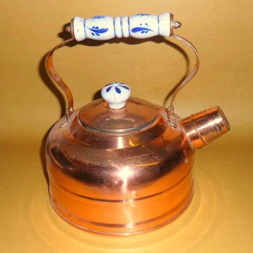 Vintage Red Copper Kettle with Lid