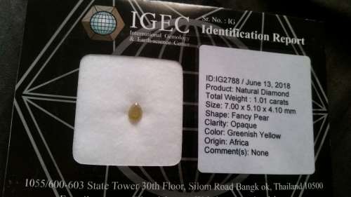 ***IGEC CERTIFIED*** 1.01ct WOW STUNNING RARE FANCY GREENISH YELLOW DIAMOND