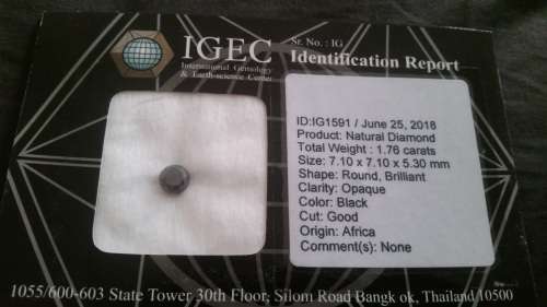 ***IGEC CERTIFIED*** 1.76ct WOW STUNNING RARE UNTREATED FANCY BLACK DIAMOND