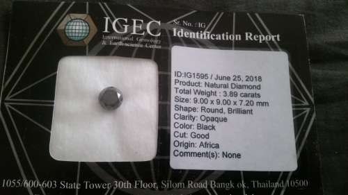 ***IGEC CERTIFIED*** MASSIVE 3.89ct WOW STUNNING RARE UNTREATED FANCY BLACK DIAMOND