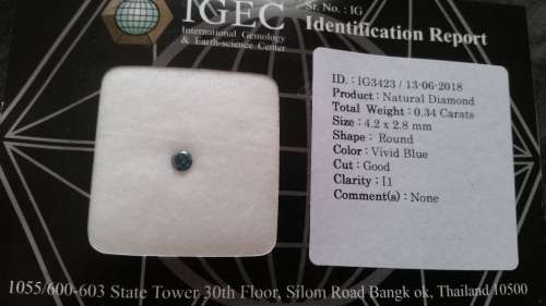 ***IGEC CERTIFIED*** 0.34ct WOW STUNNING RARE FANCY VIVID BLUE DIAMOND