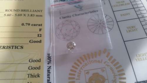 ***IGL CERTIFIED*** STUNNING 0.79ct 'F' COLOUR NATURAL DIAMOND