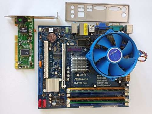 ASRock S775 DDR2/DDR3 motherboard + Core2Quad 2.7GHz CPU + 6GB RAM + Network Card + Backplate