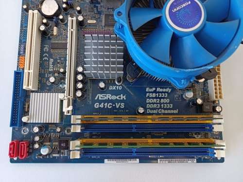 ASRock S775 DDR2/DDR3 motherboard + Core2Quad 2.7GHz CPU + 6GB RAM + Network Card + Backplate