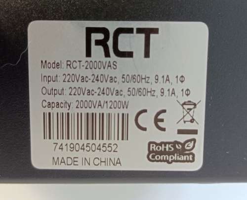 RCT 2000VA 1200W UPS with SA plugs