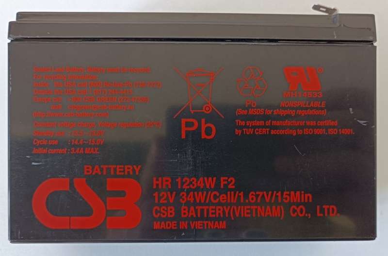 CSB HR1234W F2 Battery - 12V / 34W / 9AH - UPS / Alarm battery
