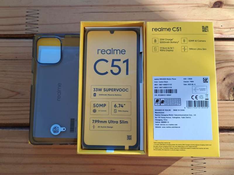Realme C51 | In box, brand new, glass screen protector fitted, protective case included