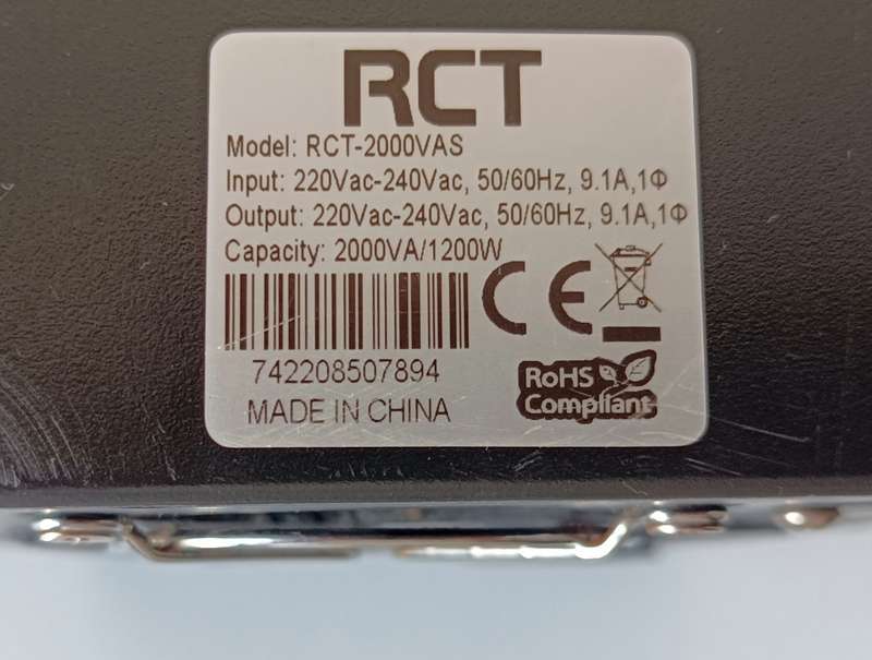 RCT 2000VA 1200W UPS with SA plugs | 2x Forbatt 7.2AH batteries installed
